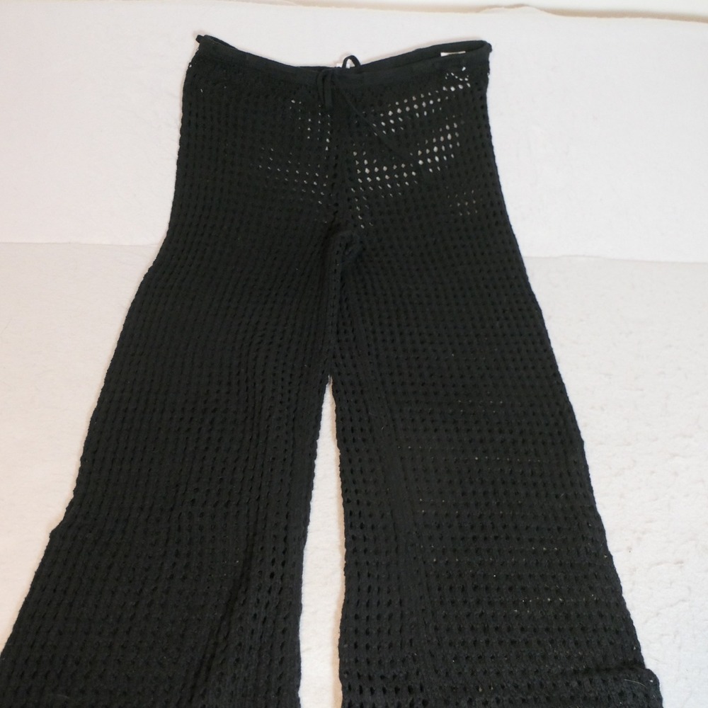 Garage Women Crochet Knit Pants XS Black Boho Festival Coverup 100086503 Wide